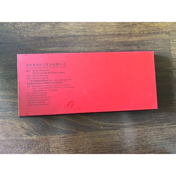 New Chongqing Carpenter Sandalwood Comb Set Floral Inlay w/ Silk Pouch & Box - Picture 4 of 6